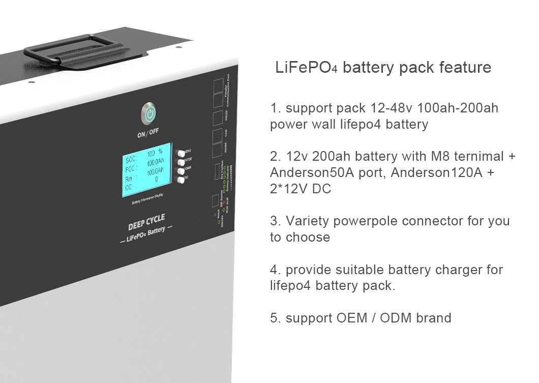 Factory New Design Ultra-Thin 12V 200ah LiFePO4 Slimline Wall-Mounted Lithium Iron Phosphate Battery